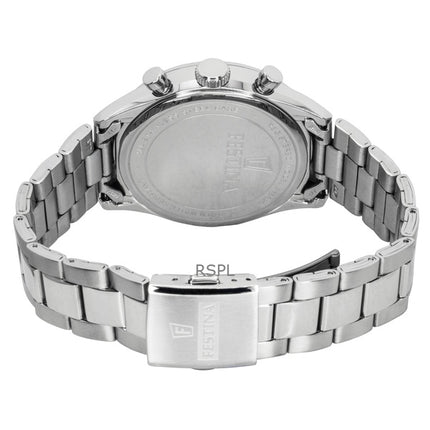 Montre Festina Timeless Chronographe Acier Inoxydable Cadran Blanc Quartz F16820-Q Homme