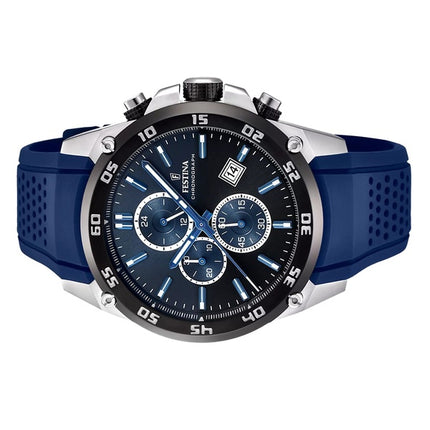 Montre chronographe Festina The Originals pour homme avec bracelet en caoutchouc et cadran bleu F20330-A 100M