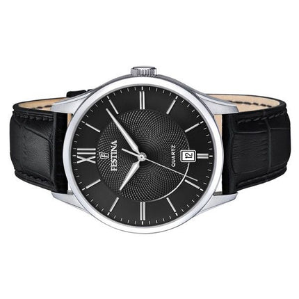 Montre Festina Classics avec bracelet en cuir et cadran noir à quartz F20426-3 pour homme