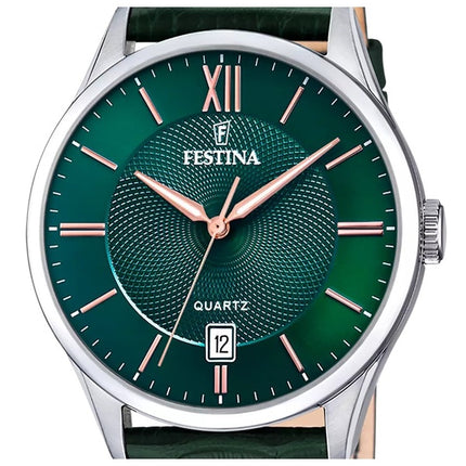 Montre Festina Classics pour homme avec bracelet en cuir et cadran vert F20426-7