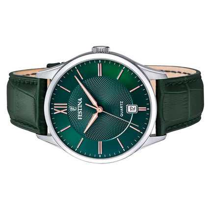 Montre Festina Classics pour homme avec bracelet en cuir et cadran vert F20426-7