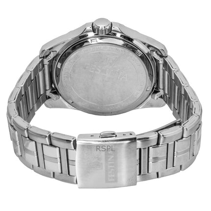 Montre homme Festina multifonction en acier inoxydable, cadran noir, quartz F20445-3, 100 m