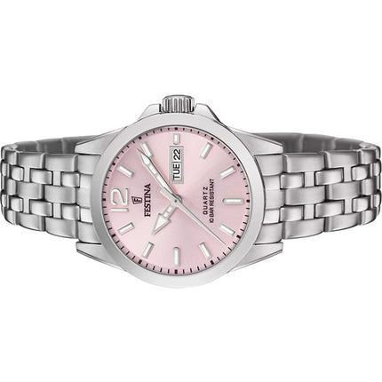 Montre Festina Classics en acier inoxydable avec cadran rose et quartz F20455-2 100M pour femme