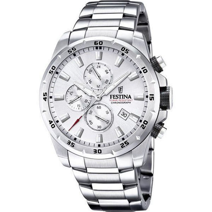 Montre pour homme Festina Chrono Sport en acier inoxydable avec cadran argenté et quartz F20463-1 100M