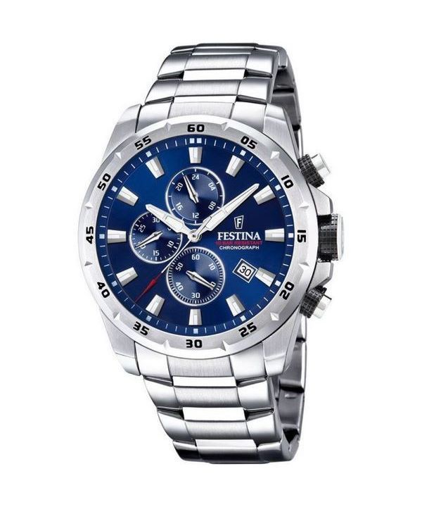 Montre pour homme Festina Sport chronographe en acier inoxydable avec cadran bleu et quartz F20463-2 100M