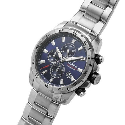 Montre pour homme Festina Sport chronographe en acier inoxydable avec cadran bleu et quartz F20463-2 100M