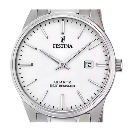 Montre Festina Classic pour homme en acier inoxydable avec cadran blanc et quartz F20511-2