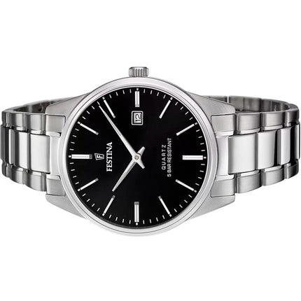 Montre Festina Classics en acier inoxydable avec cadran noir et quartz F20511-4 pour homme