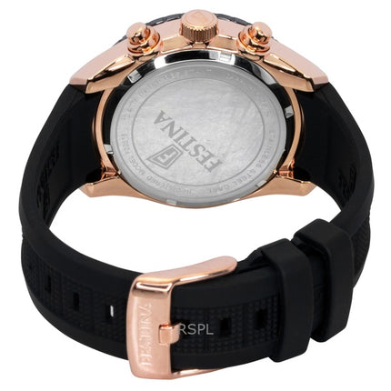Montre chronographe Festina Ceramic pour homme, bracelet en caoutchouc, cadran noir, quartz, F20516-2, 100 m