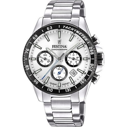 Montre pour homme Festina Timeless Chronographe en acier inoxydable avec cadran argenté et quartz F20560-1 100M