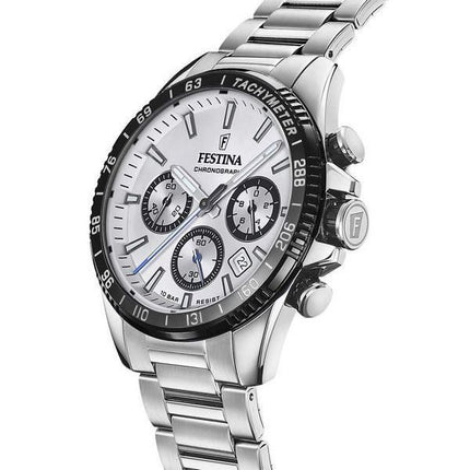 Montre pour homme Festina Timeless Chronographe en acier inoxydable avec cadran argenté et quartz F20560-1 100M