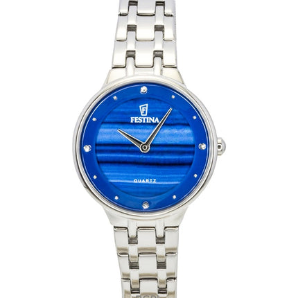 Montre femme Festina Mademoiselle en acier inoxydable, cadran bleu, quartz F20600-A