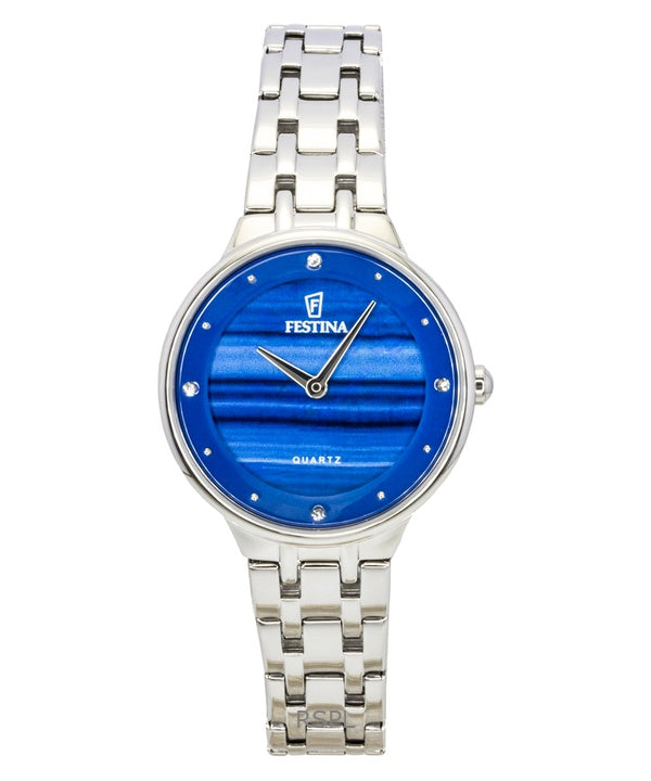 Montre femme Festina Mademoiselle en acier inoxydable, cadran bleu, quartz F20600-A