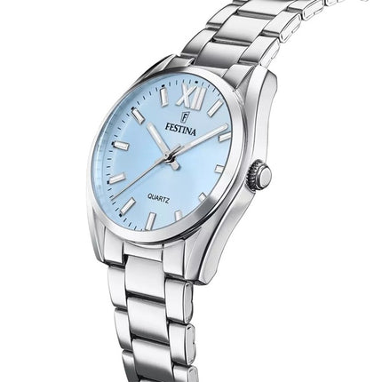 Montre Festina Boyfriend en acier inoxydable avec cadran bleu et quartz F20622-3 pour femme