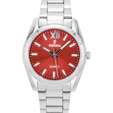 Montre femme Festina Alegria en acier inoxydable, cadran rouge, quartz F20622-B