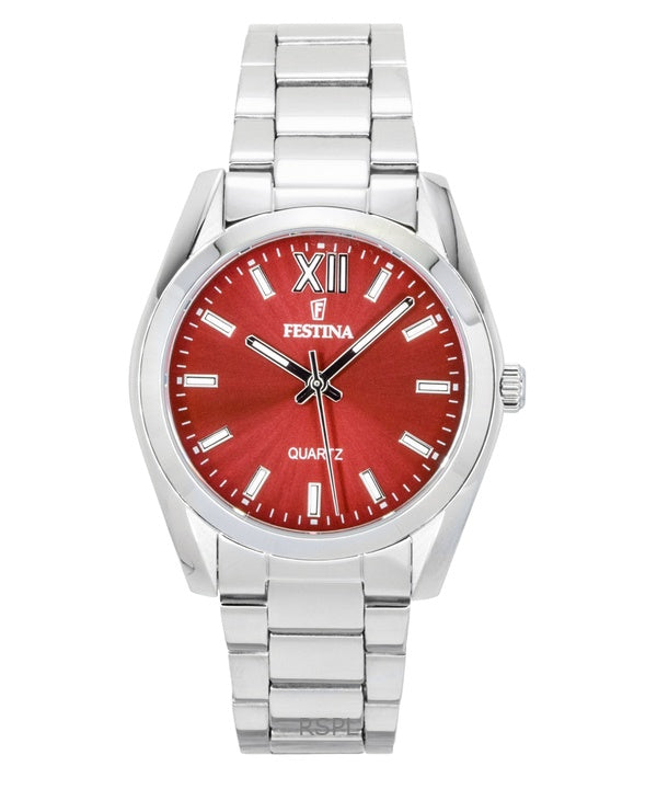 Montre femme Festina Alegria en acier inoxydable, cadran rouge, quartz F20622-B