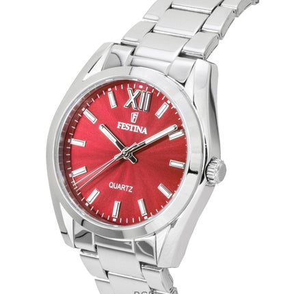 Montre femme Festina Alegria en acier inoxydable, cadran rouge, quartz F20622-B