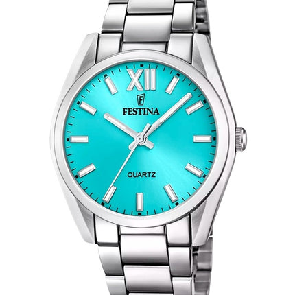 Montre Festina Alegria en acier inoxydable avec cadran turquoise et quartz F20622-D pour femme