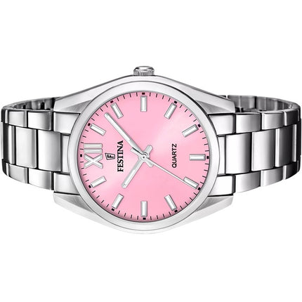 Montre Festina Boyfriend en acier inoxydable avec cadran rose et quartz F20622-M pour femme