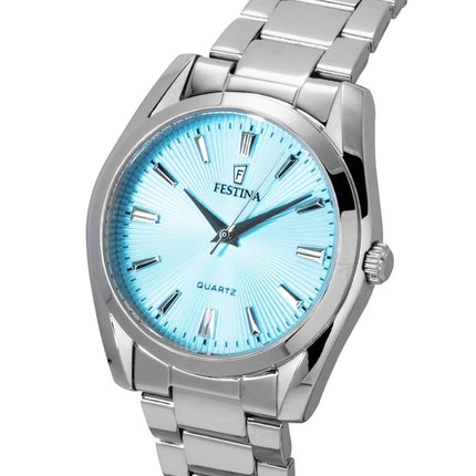 Montre femme Festina Boyfriend en acier inoxydable, cadran turquoise, mouvement à quartz F20622-P