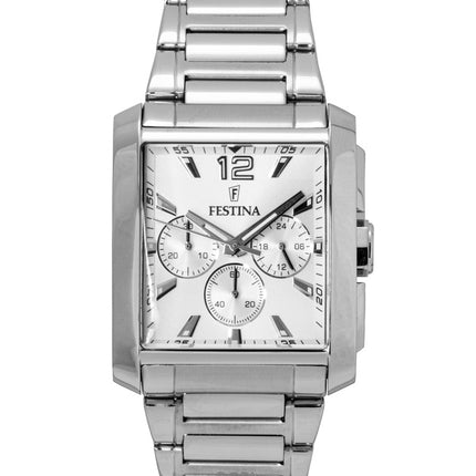 Montre chronographe Festina pour homme, acier inoxydable, cadran argenté, quartz, F20635-1