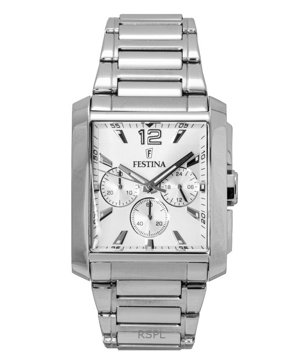 Montre chronographe Festina pour homme, acier inoxydable, cadran argenté, quartz, F20635-1