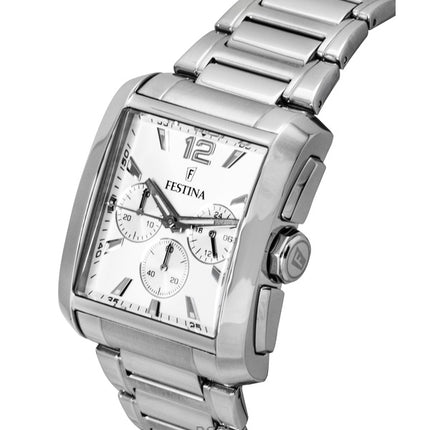Montre chronographe Festina pour homme, acier inoxydable, cadran argenté, quartz, F20635-1
