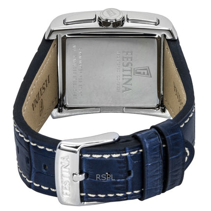 Montre chronographe Festina F20636-2 pour homme, bracelet en cuir, cadran bleu, quartz