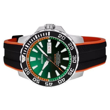 Montre de plongée à quartz Festina The Originals avec bracelet en caoutchouc et cadran vert F20662-2 200 m pour homme