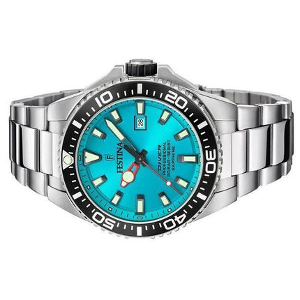 Montre pour homme Festina Diver en acier inoxydable avec cadran turquoise et quartz F20663-5 200M