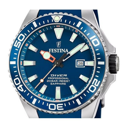 Montre de plongée à quartz Festina The Originals avec bracelet en caoutchouc et cadran bleu F20664-1 200 m pour homme