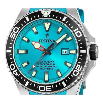 Montre pour homme Festina Diver avec bracelet en caoutchouc et cadran turquoise F20664-5 200M