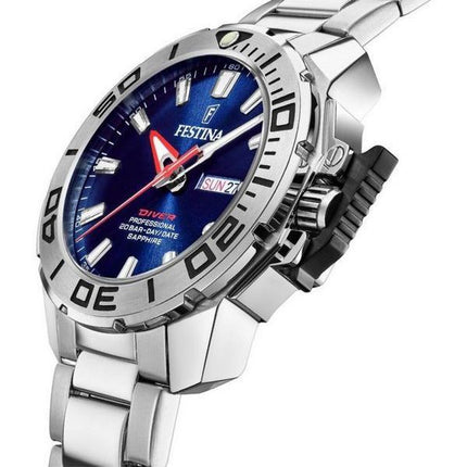 Montre pour homme Festina Diver en acier inoxydable avec cadran bleu et quartz F20665-1 200M