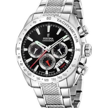 Montre pour homme Festina Chrono Sport en acier inoxydable avec cadran noir et quartz F20668-4 100M