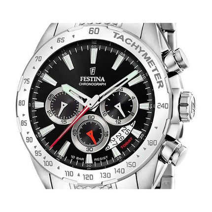 Montre pour homme Festina Chrono Sport en acier inoxydable avec cadran noir et quartz F20668-4 100M