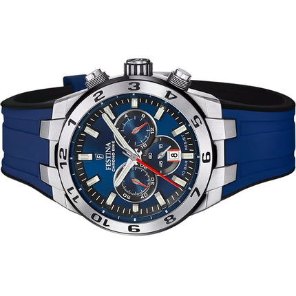 Montre Festina Chrono Bike pour homme avec bracelet en caoutchouc et cadran bleu F20671-1 100 m