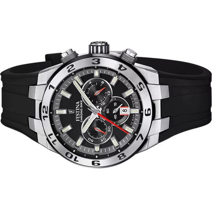 Montre Festina Chrono Bike Bracelet en caoutchouc Cadran noir Quartz F20671-6 100M pour homme
