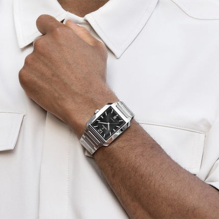 Montre Festina On The Square en acier inoxydable avec cadran noir et quartz F20677-4 pour homme