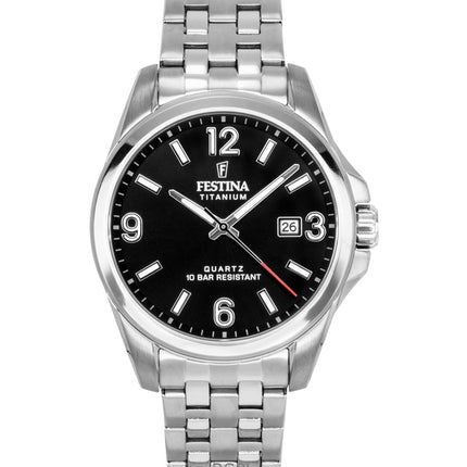 Montre homme Festina Titanium, cadran noir, quartz F20696-3, 100 m
