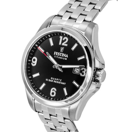 Montre homme Festina Titanium, cadran noir, quartz F20696-3, 100 m