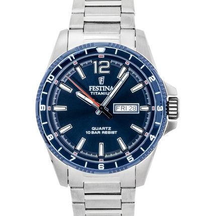 Montre homme Festina Titanium Analogique Cadran Bleu Quartz F20698-2 100M