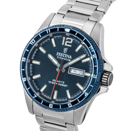 Montre homme Festina Titanium Analogique Cadran Bleu Quartz F20698-2 100M