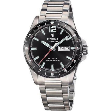 Montre Festina Titanium Cadran Noir Quartz F20698-4 100M Homme
