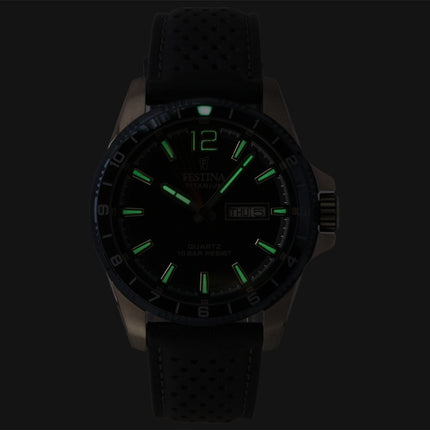 Montre homme Festina Titanium Analogique Bracelet Cuir Cadran Bleu Quartz F20699-2 100M