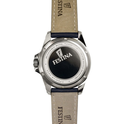 Montre homme Festina Titanium Analogique Bracelet Cuir Cadran Bleu Quartz F20699-2 100M