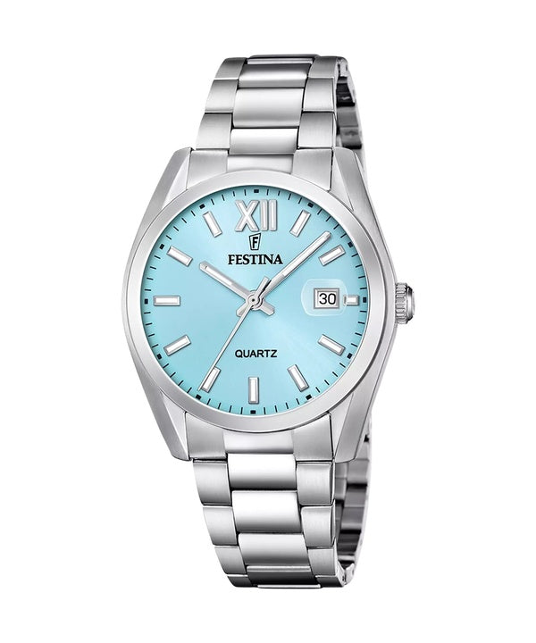 Montre Festina Acero Clasico pour homme en acier inoxydable avec cadran bleu et quartz F20707-2