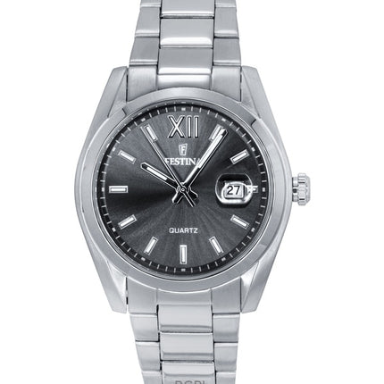 Montre Festina Classic pour homme, acier inoxydable, cadran gris, quartz, F20707-3