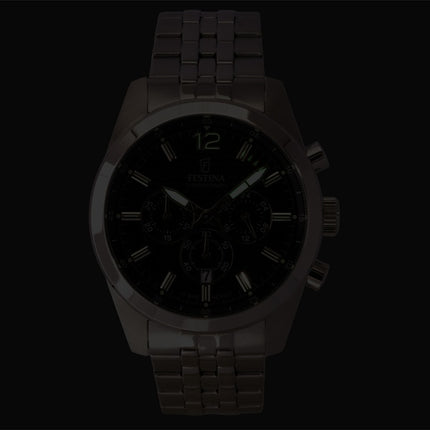 Montre homme Festina Timeless Chronograph, cadran noir, quartz F20742-3, étanche à 100 m