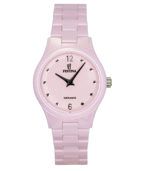 Montre femme Festina à cadran rose en céramique et mouvement à quartz F20751-2