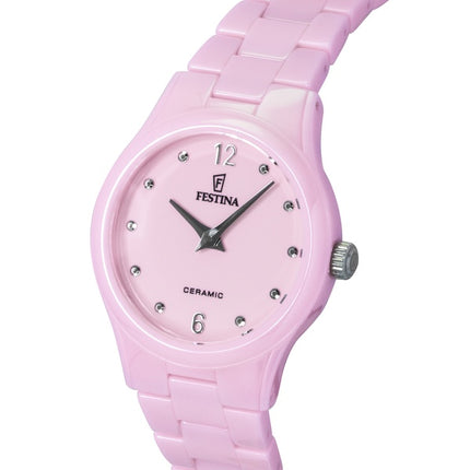 Montre femme Festina à cadran rose en céramique et mouvement à quartz F20751-2